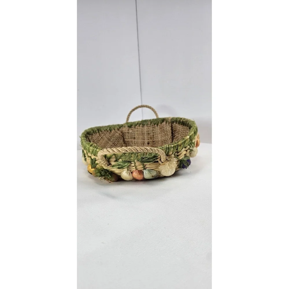 Vintage Woven Harvest Basket Vegetable Decor Straw Market Basket‎ Farmhouse
